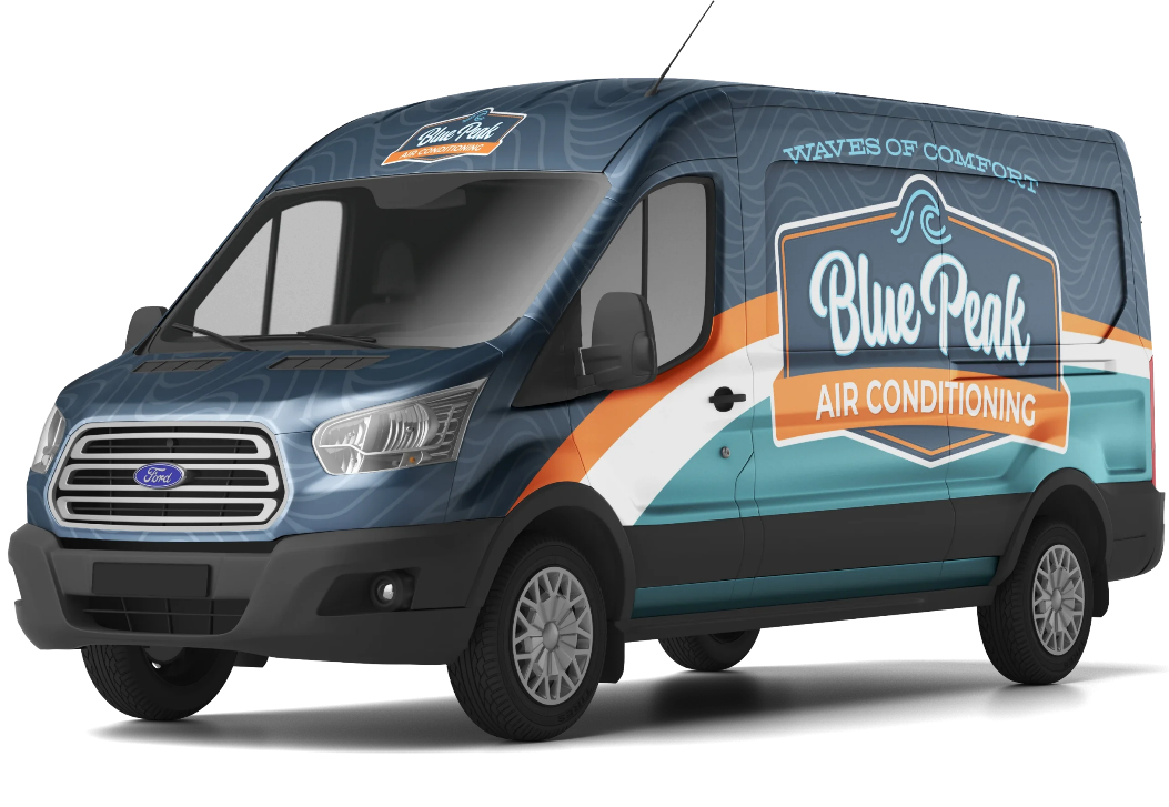 Blue Peak Air Conditioning service van used by technicians providing professional air conditioning service to local homeowners.